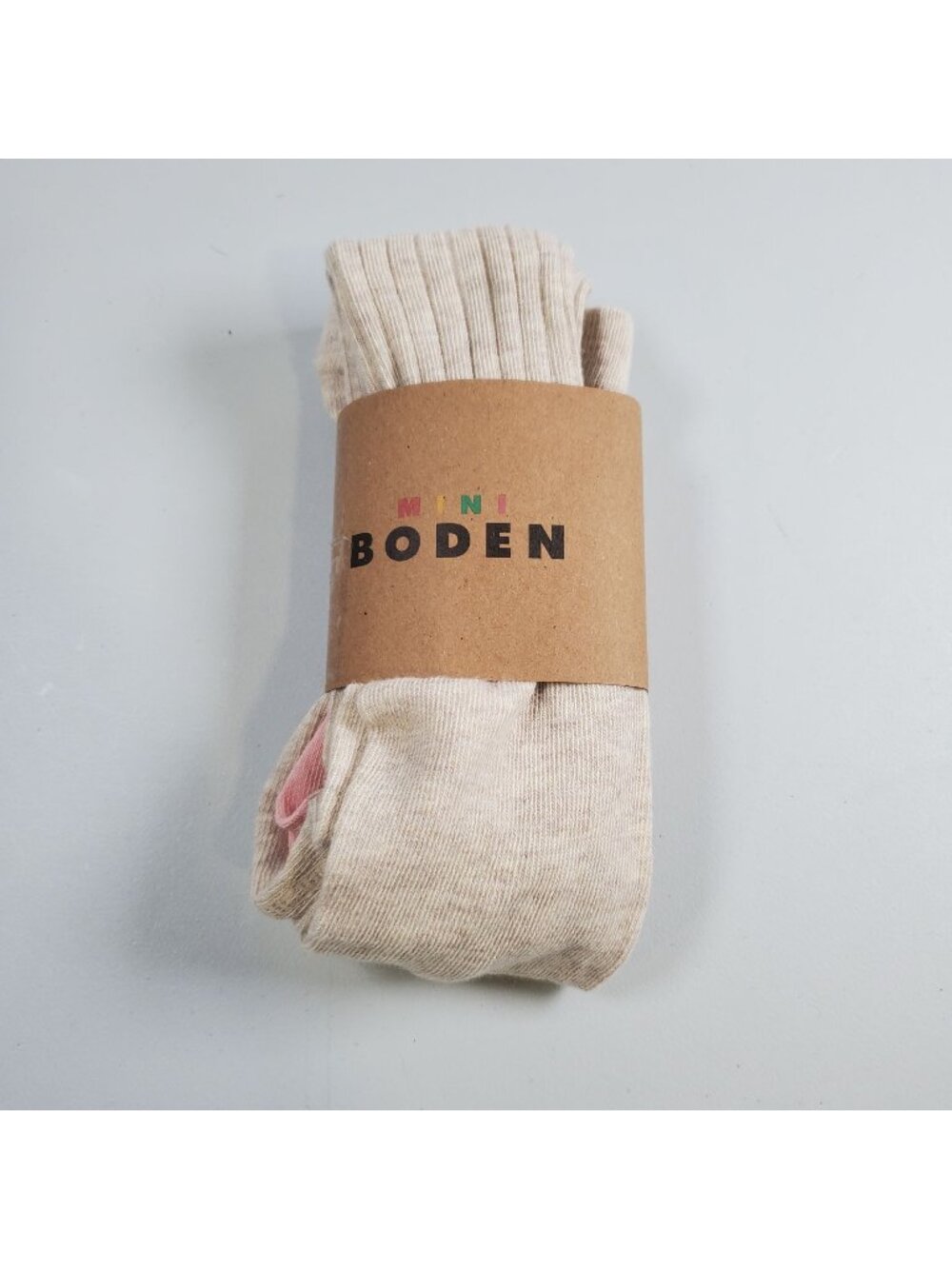 Mini Boden Oatmeal Ribbed Knit Tights Girls Size 3 - 4 Y NWT Stockings